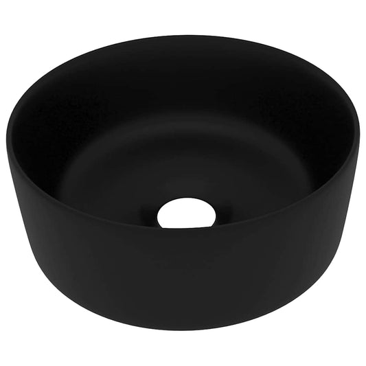 147019 vidaXL Luxury Wash Basin Round Matt Black 40x15 cm Ceramic