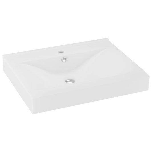 147020 vidaXL Luxury Basin with Faucet Hole Matt White 60x46 cm Ceramic
