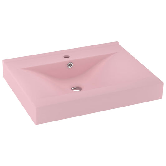 147021 vidaXL Luxury Basin with Faucet Hole Matt Pink 60x46 cm Ceramic
