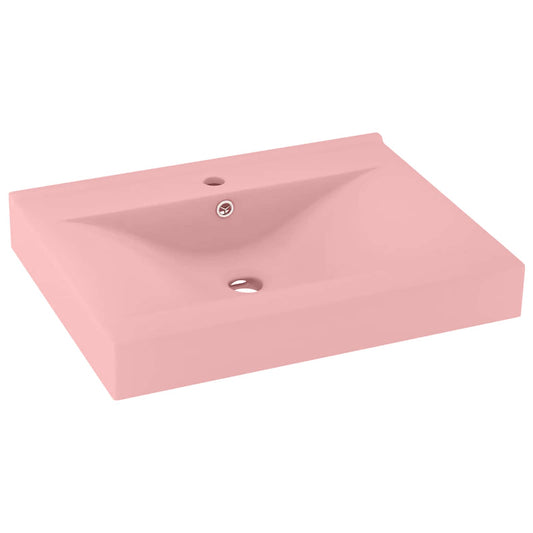 147021 vidaXL Luxury Basin with Faucet Hole Matt Pink 60x46 cm Ceramic