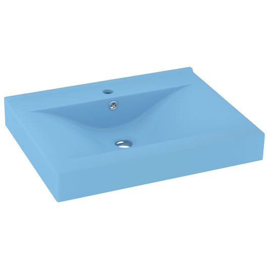 147022 vidaXL Luxury Basin with Faucet Hole Matt Light Blue 60x46 cm Ceramic