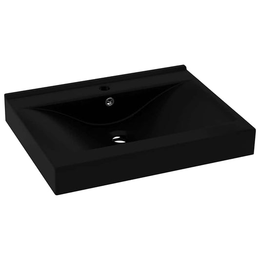 147030 vidaXL Luxury Basin with Faucet Hole Matt Black 60x46 cm Ceramic