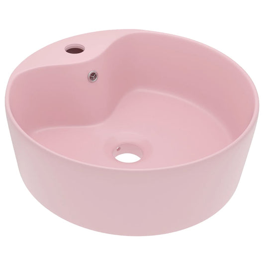 147032 vidaXL Luxury Wash Basin with Overflow Matt Pink 36x13 cm Ceramic