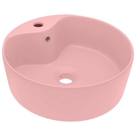 147032 vidaXL Luxury Wash Basin with Overflow Matt Pink 36x13 cm Ceramic
