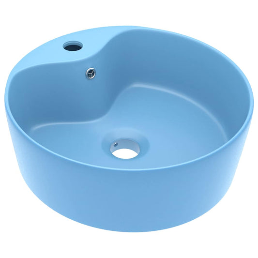 vidaXL Luxury Wash Basin with Overflow Matt Light Blue 36x13cm Ceramic