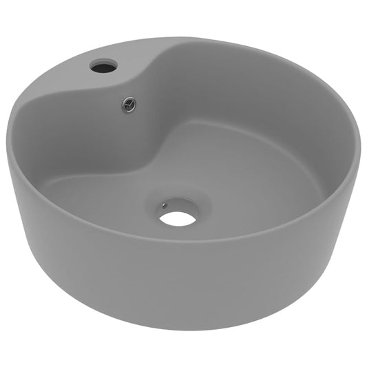 vidaXL Luxury Wash Basin with Overflow Matt Light Grey 36x13cm Ceramic