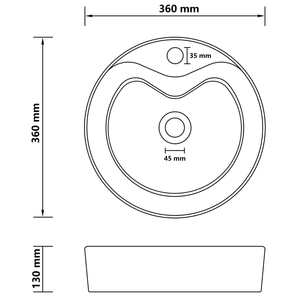 vidaXL Luxury Wash Basin with Overflow Matt Light Grey 36x13cm Ceramic