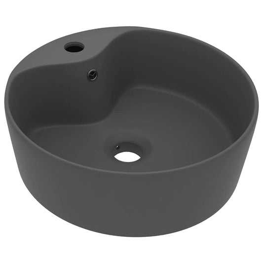 147038 vidaXL Luxury Wash Basin with Overflow Matt Dark Grey 36x13 cm Ceramic