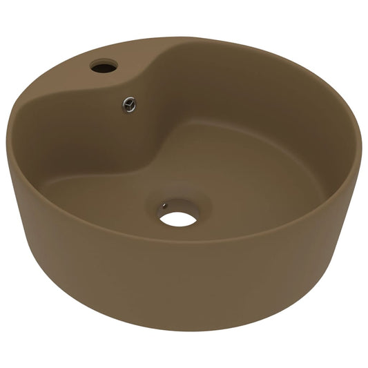 vidaXL Luxury Wash Basin with Overflow Matt Cream 36x13 cm Ceramic