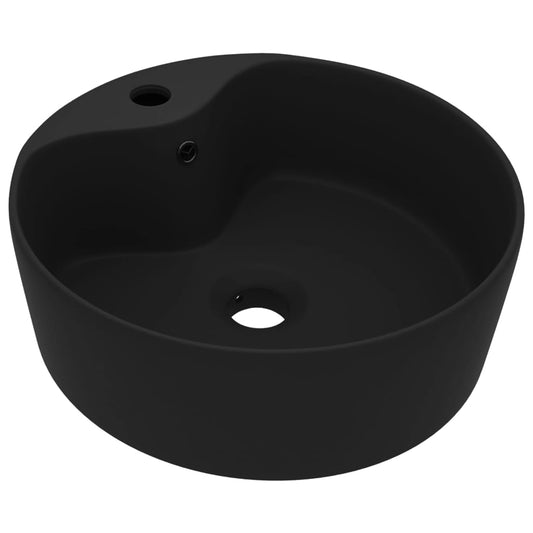 147041 vidaXL Luxury Wash Basin with Overflow Matt Black 36x13 cm Ceramic