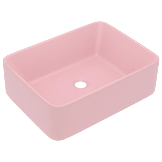 147043 vidaXL Luxury Wash Basin Matt Pink 41x30x12 cm Ceramic