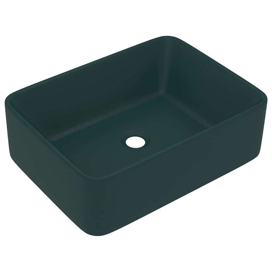 147047 vidaXL Luxury Wash Basin Matt Dark Green 41x30x12 cm Ceramic
