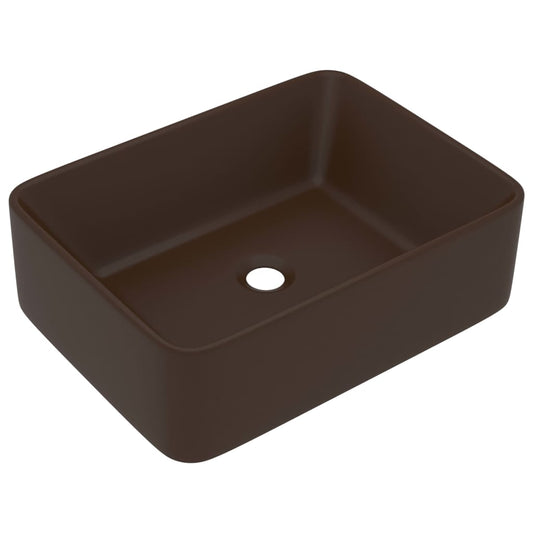147050 vidaXL Luxury Wash Basin Matt Dark Brown 41x30x12 cm Ceramic