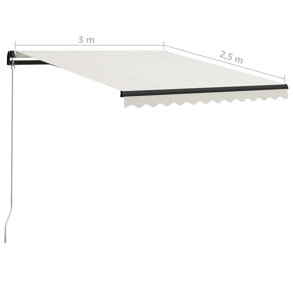 vidaXL Manual Retractable Awning 300x250 cm Cream
