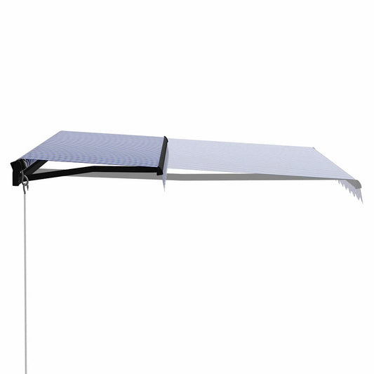 vidaXL Manual Retractable Awning 350x250 cm Blue and White