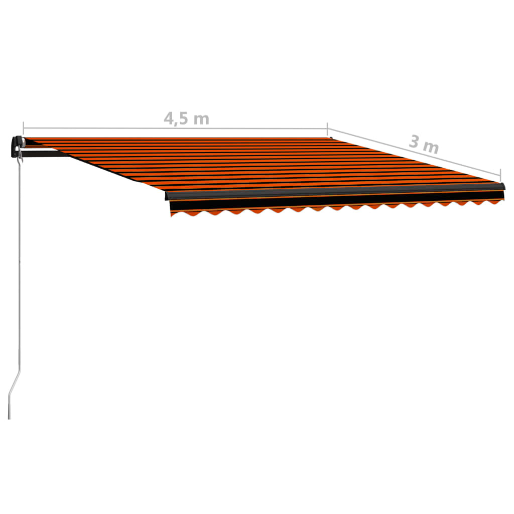 vidaXL Manual Retractable Awning 450x300 cm Orange and Brown