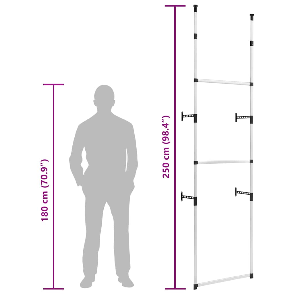 321105 vidaXL Telescopic Wardrobe System with Rods Aluminium