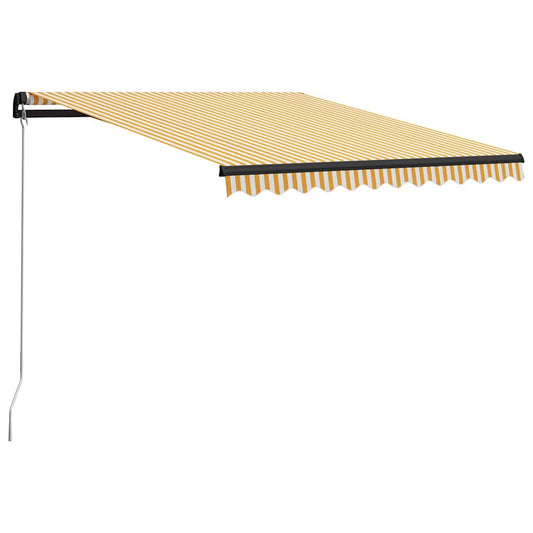 vidaXL Manual Retractable Awning with LED 300x250 cm Yellow and White