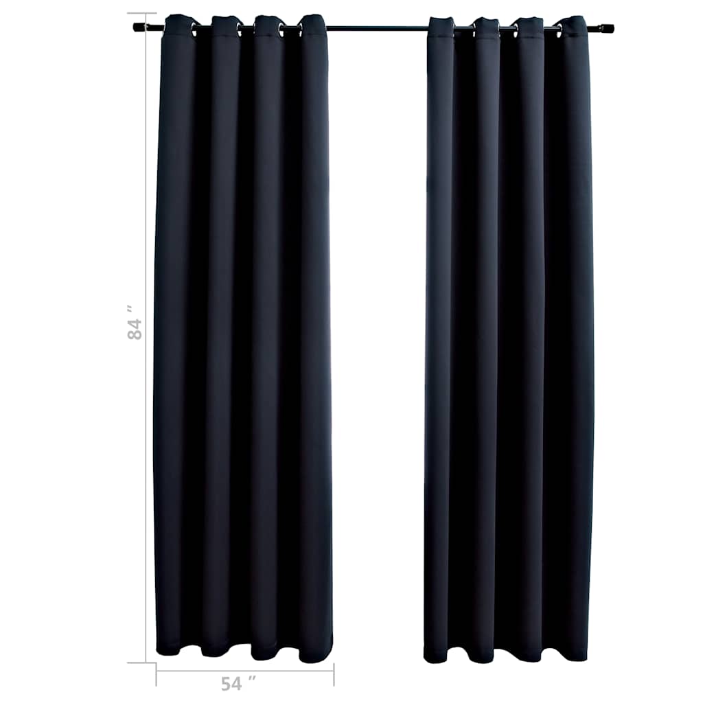 134838 vidaXL Blackout Curtains with Rings 2 pcs Black 137x213 cm Fabric