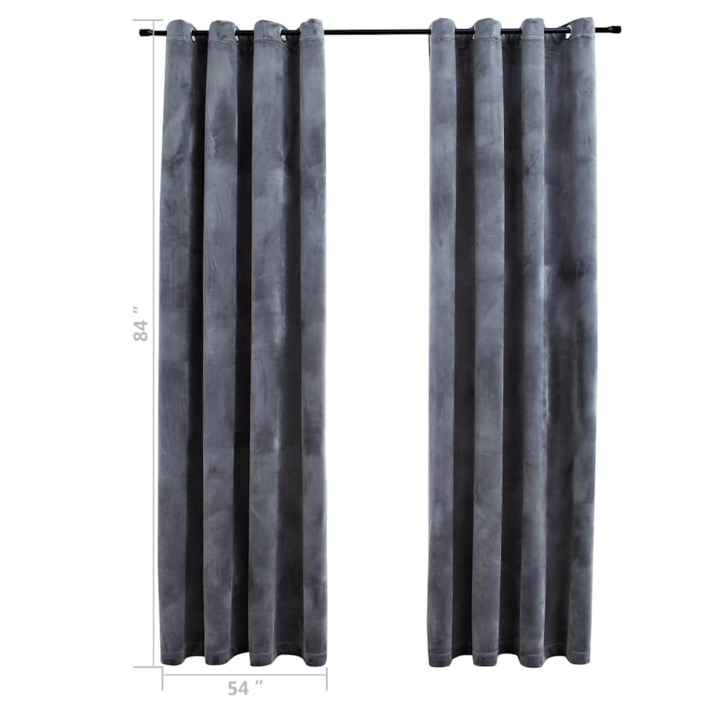 vidaXL Blackout Curtains with Rings 2 pcs Anthracite 54"x84" Velvet