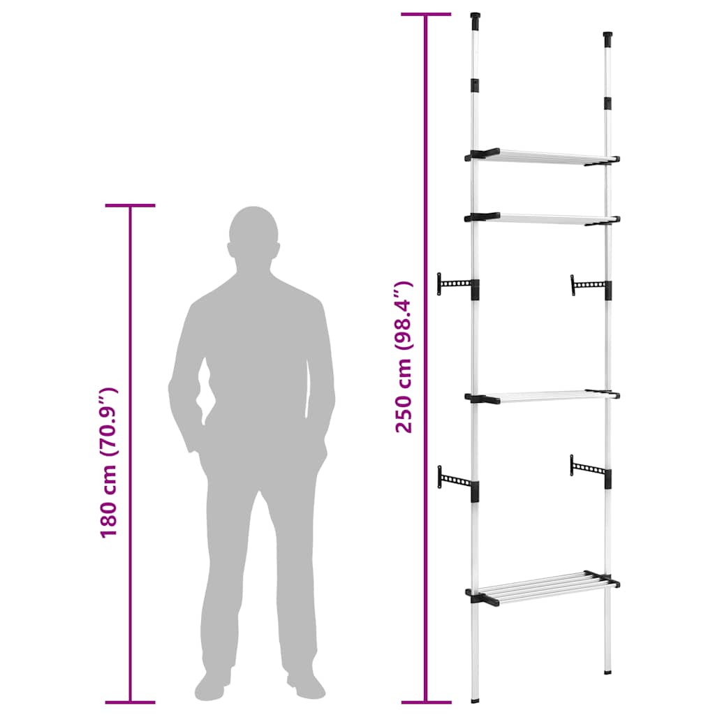 vidaXL Telescopic Wardrobe System with Shelves Aluminium
