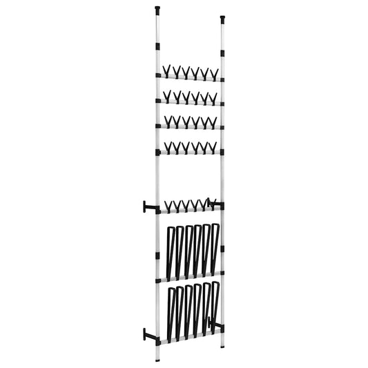 321109 vidaXL Telescopic Shoe Rack with Rods Aluminium