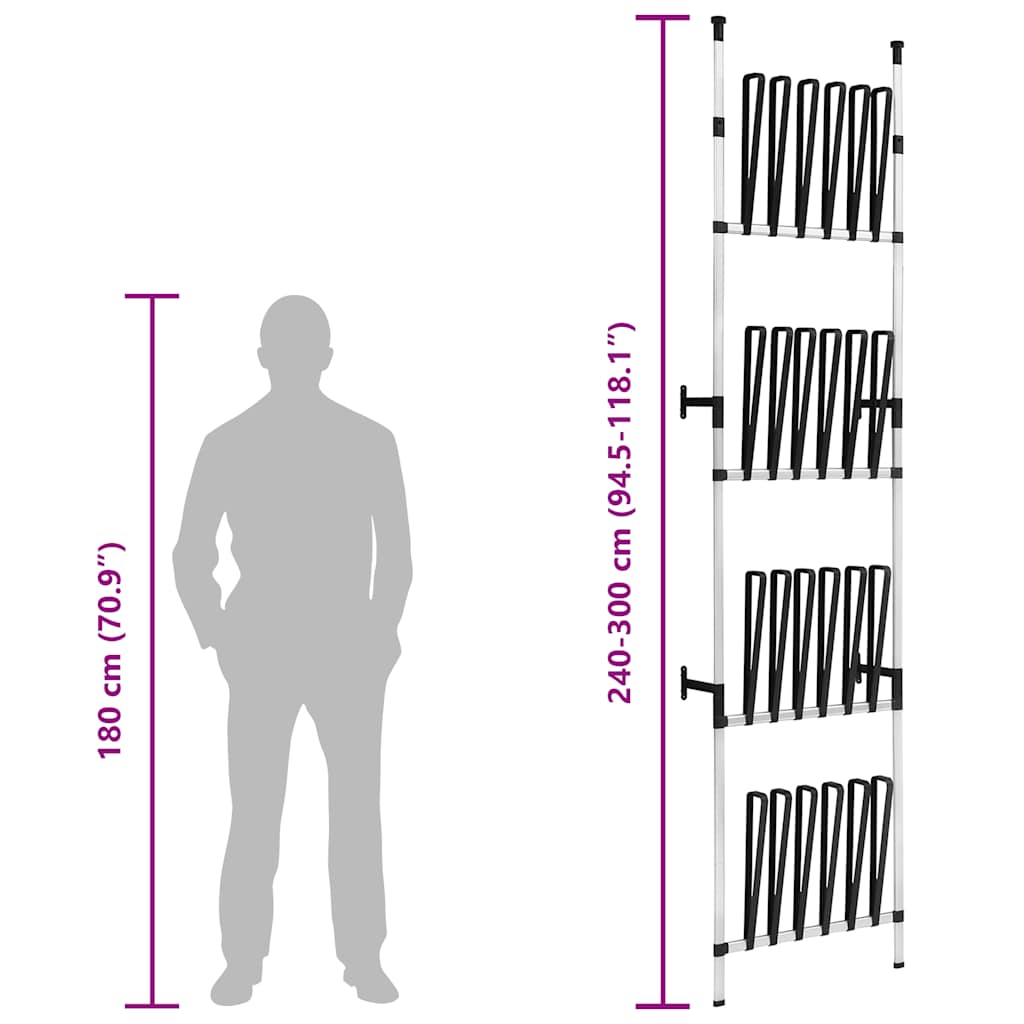 vidaXL Telescopic Boot Rack with Rods Aluminium