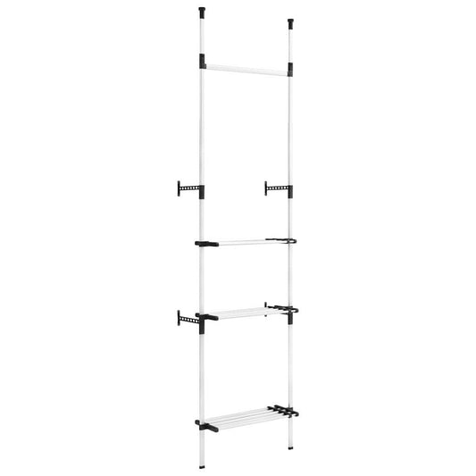 321113 vidaXL Telescopic Wardrobe System with Rods and Shelf Aluminium
