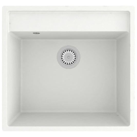 vidaXL Kitchen Sink with Overflow Hole White Granite