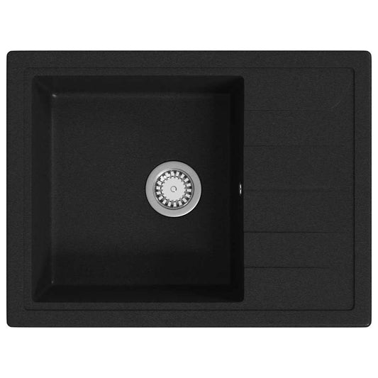 147101 vidaXL Kitchen Sink with Overflow Hole Oval Black Granite