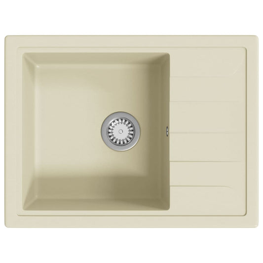 147103 vidaXL Kitchen Sink with Overflow Hole Oval Beige Granite