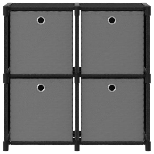 vidaXL 4-Cube Display Shelf with Boxes Black 69x30x72.5 cm Fabric