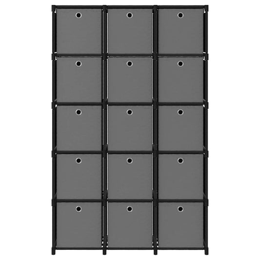 vidaXL 15-Cube Display Shelf with Boxes Black 103x30x175.5 cm Fabric