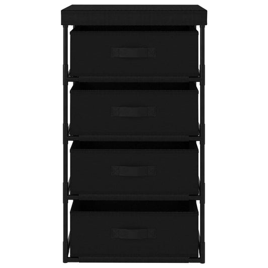 vidaXL Storage Rack with 4 Fabric Baskets Steel Black