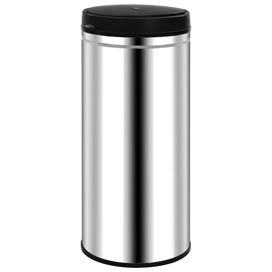 322697 vidaXL Automatic Sensor Dustbin 80 L Stainless Steel