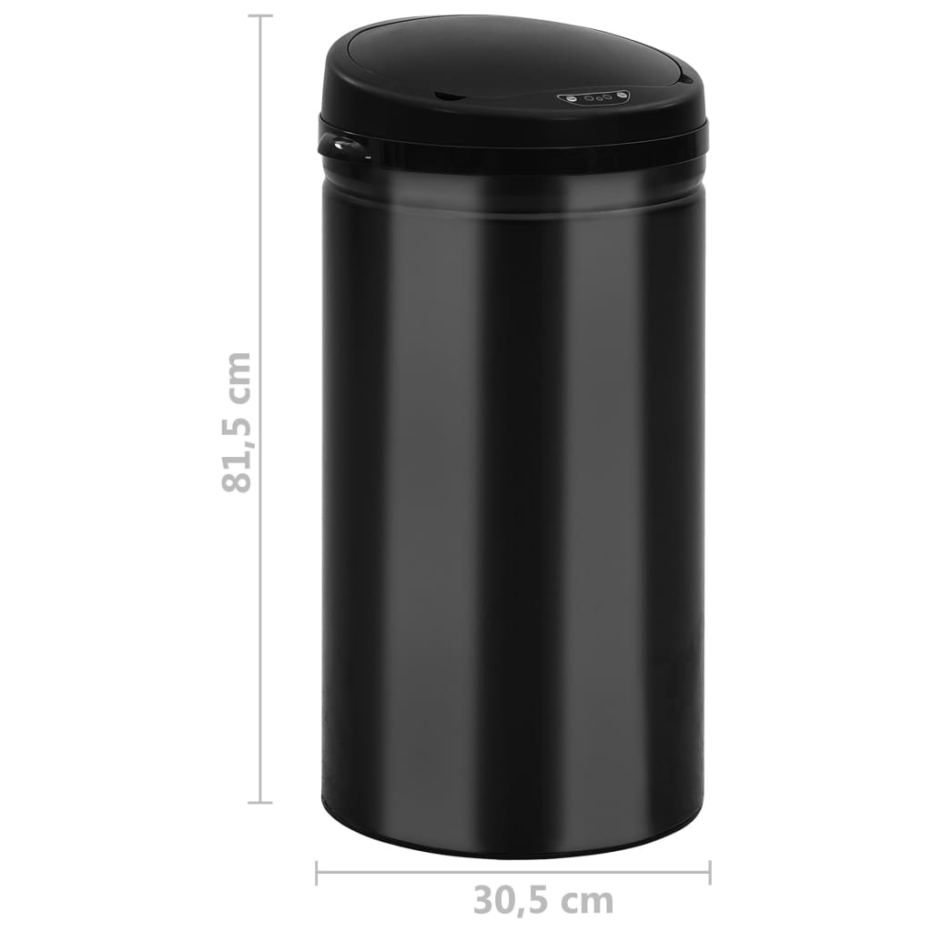 322700 vidaXL Automatic Sensor Dustbin 50 L Carbon Steel Black