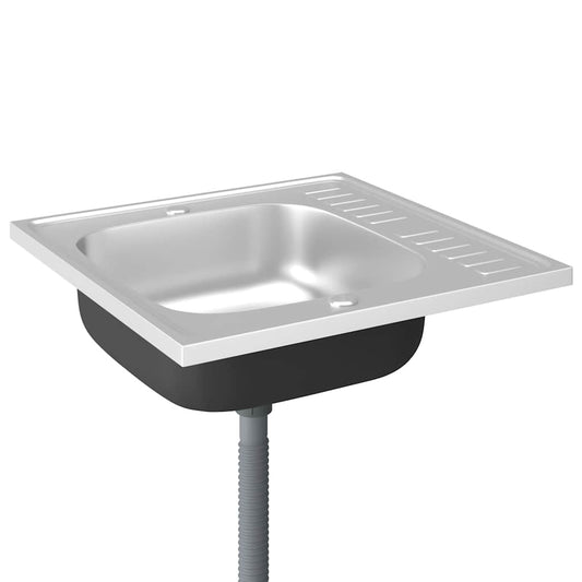vidaXL Kitchen Sink with Drainer Set Silver 600x600x155 mm