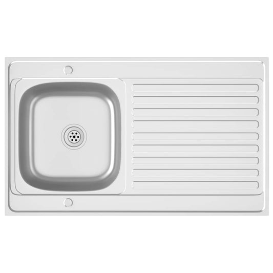 vidaXL Kitchen Sink with Drainer Set Silver 1000x600x155 mm
