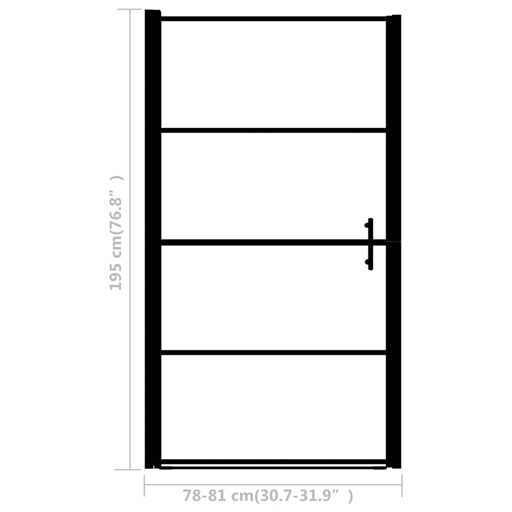 146661 vidaXL Shower Door Frost Tempered Glass 81x195 cm Black