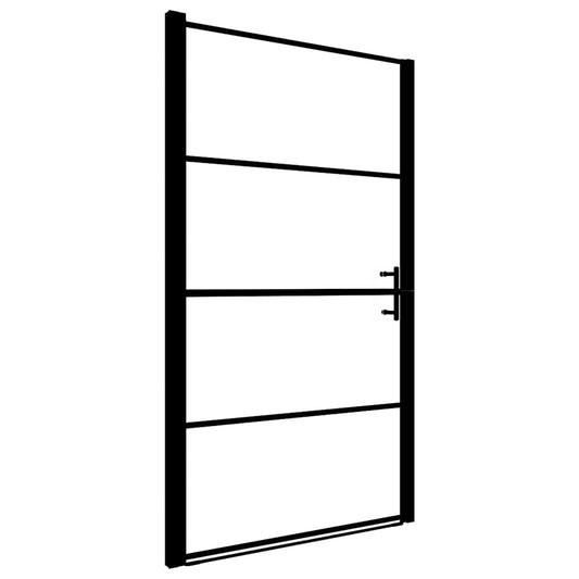 146662 vidaXL Shower Door Frost Tempered Glass 91x195 cm Black