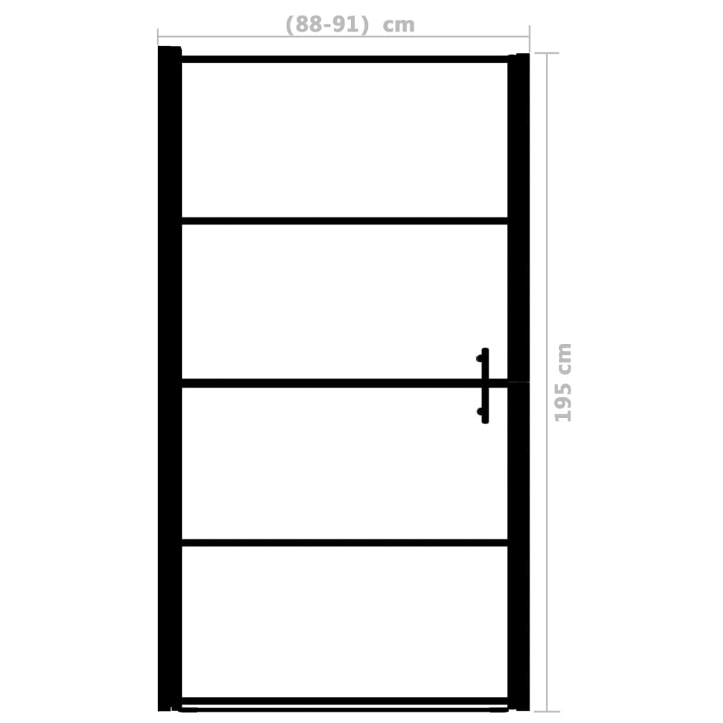vidaXL Shower Door Frost Tempered Glass 91x195 cm Black