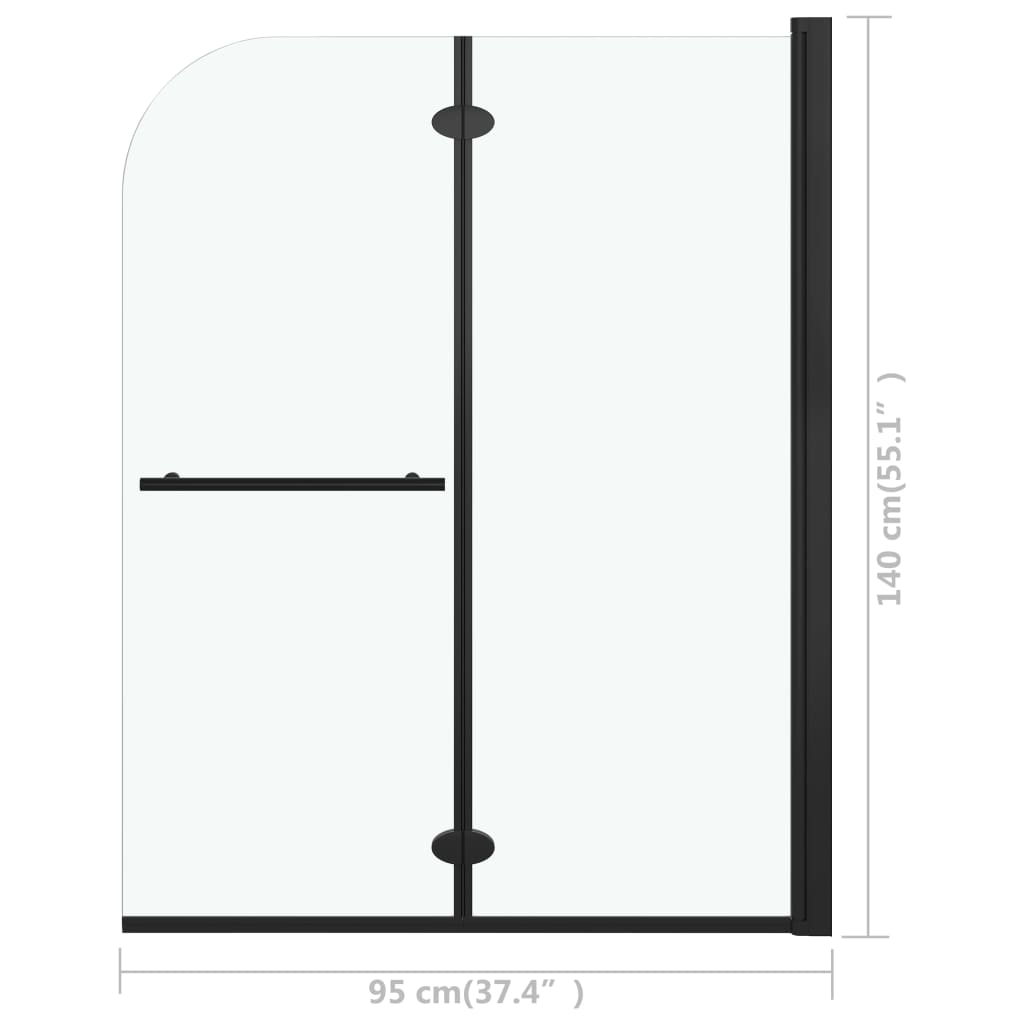 147193 vidaXL Folding Shower Enclosure 2 Panels ESG 95x140 cm Black