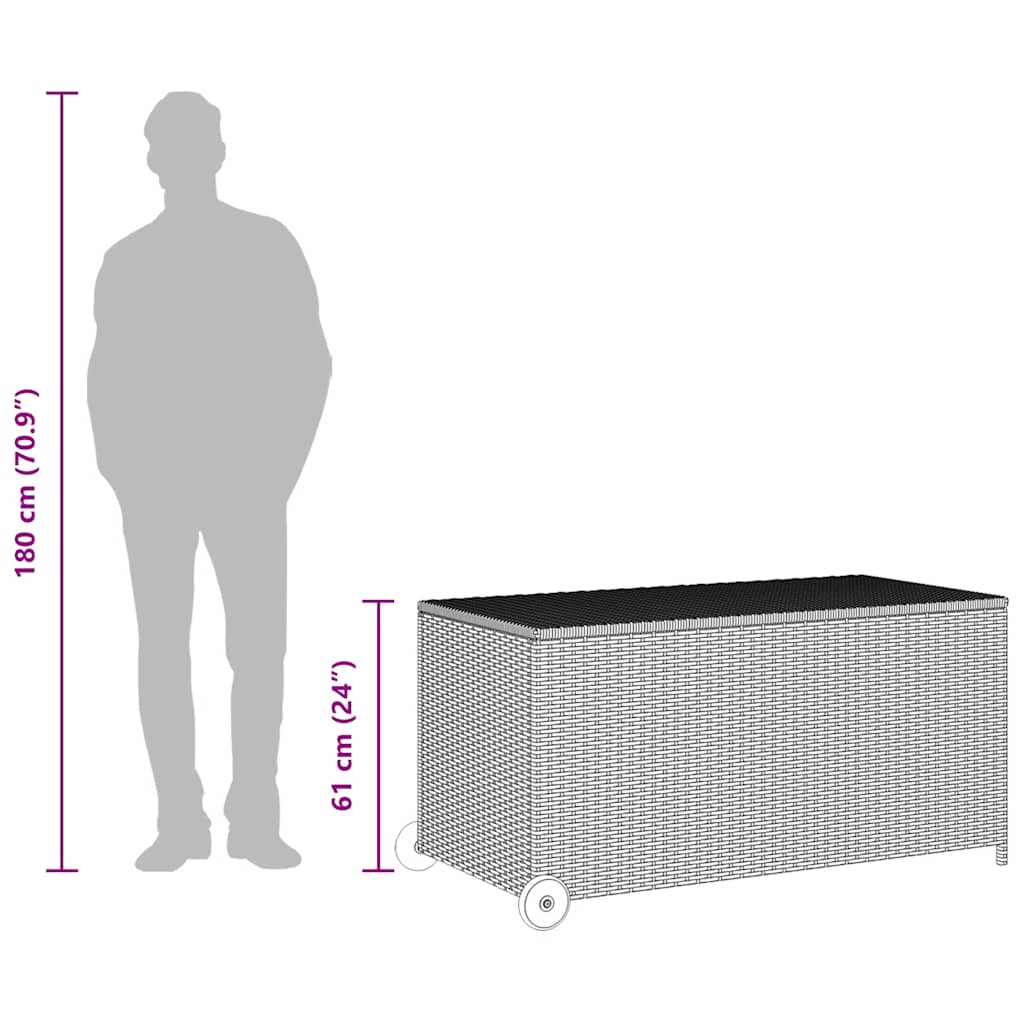 vidaXL Garden Storage Box Light Grey 120x65x61 cm Poly Rattan
