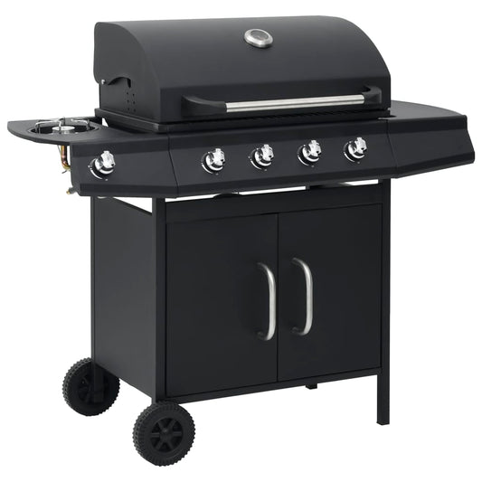vidaXL Gas Barbecue Grill 4+1 Cooking Zone Black Steel