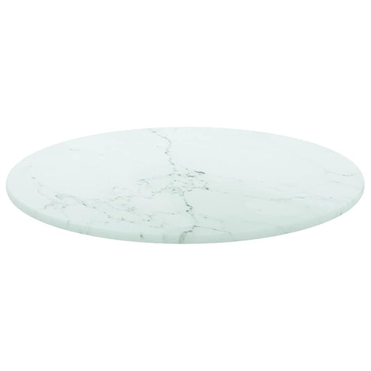 322245 vidaXL Table Top White Ø30x0,8 cm Tempered Glass with Marble Design