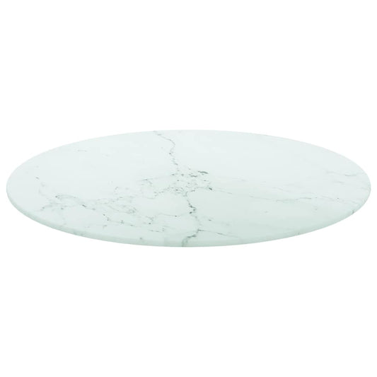 322247 vidaXL Table Top White Ø50x0,8 cm Tempered Glass with Marble Design