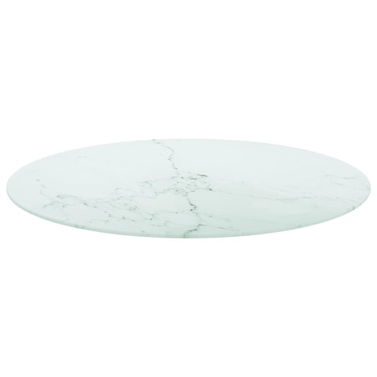 322250 vidaXL Table Top White Ø80x1 cm Tempered Glass with Marble Design