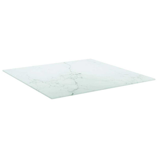 322255 vidaXL Table Top White 60x60 cm 6 mm Tempered Glass with Marble Design