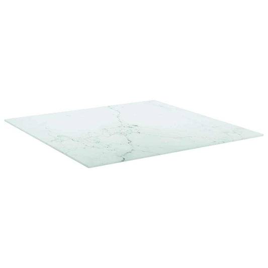 322256 vidaXL Table Top White 70x70 cm 6 mm Tempered Glass with Marble Design