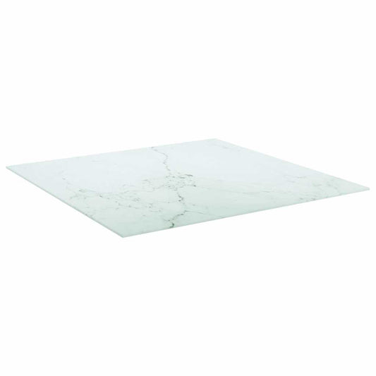 322257 vidaXL Table Top White 80x80 cm 6 mm Tempered Glass with Marble Design